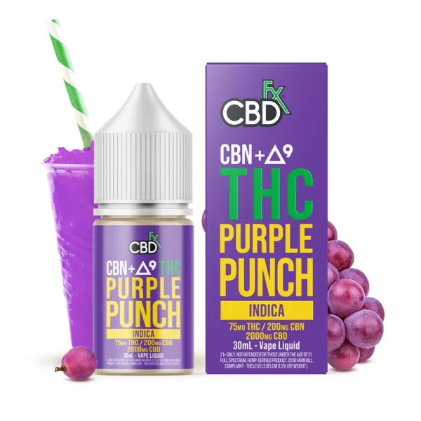 CBN + Delta-9 THC Vape Juice: Purple Punch – Indica